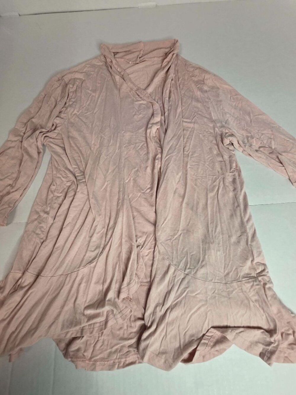 Women's Blush Pink Asymmetric Hem Long Sleeve Drape Top M
